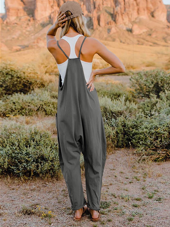 Double Take Full Size Sleeveless V - Neck Pocketed Jumpsuit - PBNJ FASHIONS