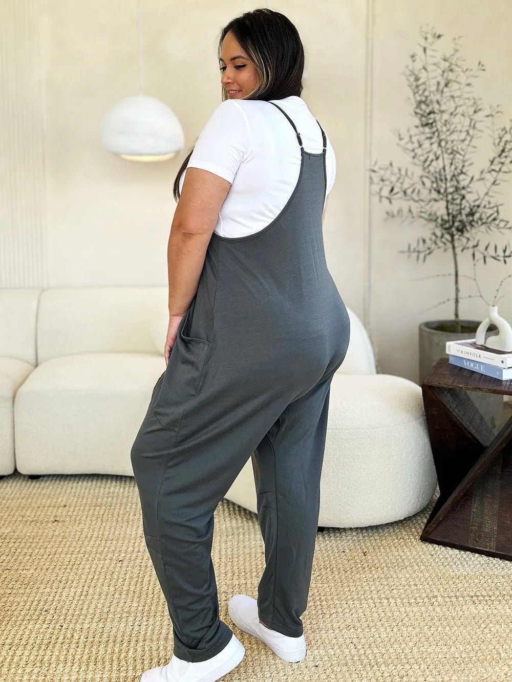 Double Take Full Size Sleeveless V - Neck Pocketed Jumpsuit - PBNJ FASHIONS