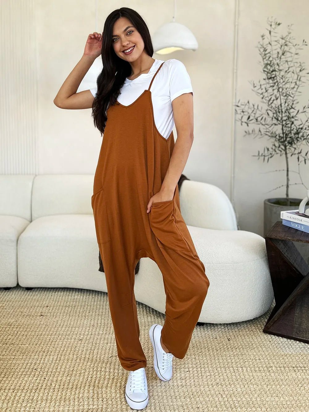 Double Take Full Size Sleeveless V - Neck Pocketed Jumpsuit - PBNJ FASHIONS