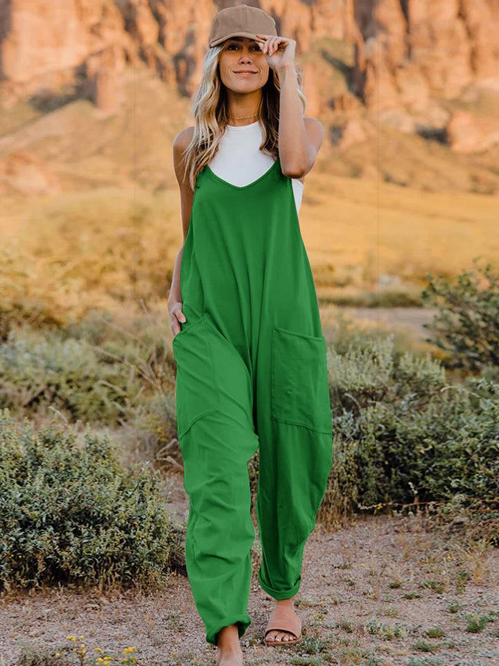 Double Take Full Size Sleeveless V - Neck Pocketed Jumpsuit - PBNJ FASHIONS