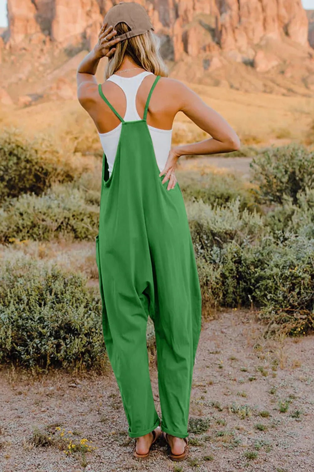 Double Take Full Size V - Neck Sleeveless Jumpsuit with Pockets - PBNJ FASHIONS