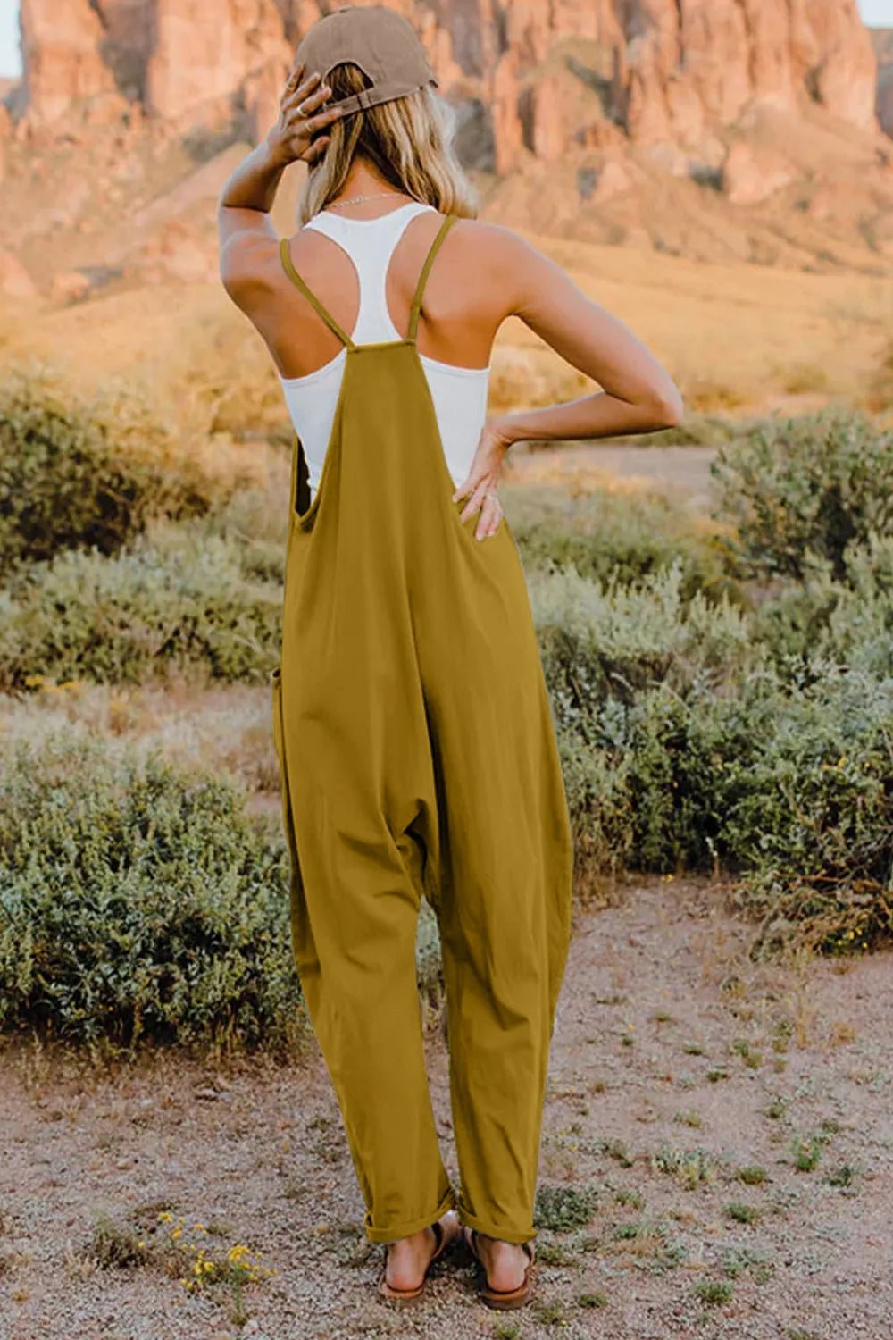 Double Take Full Size V - Neck Sleeveless Jumpsuit with Pockets - PBNJ FASHIONS