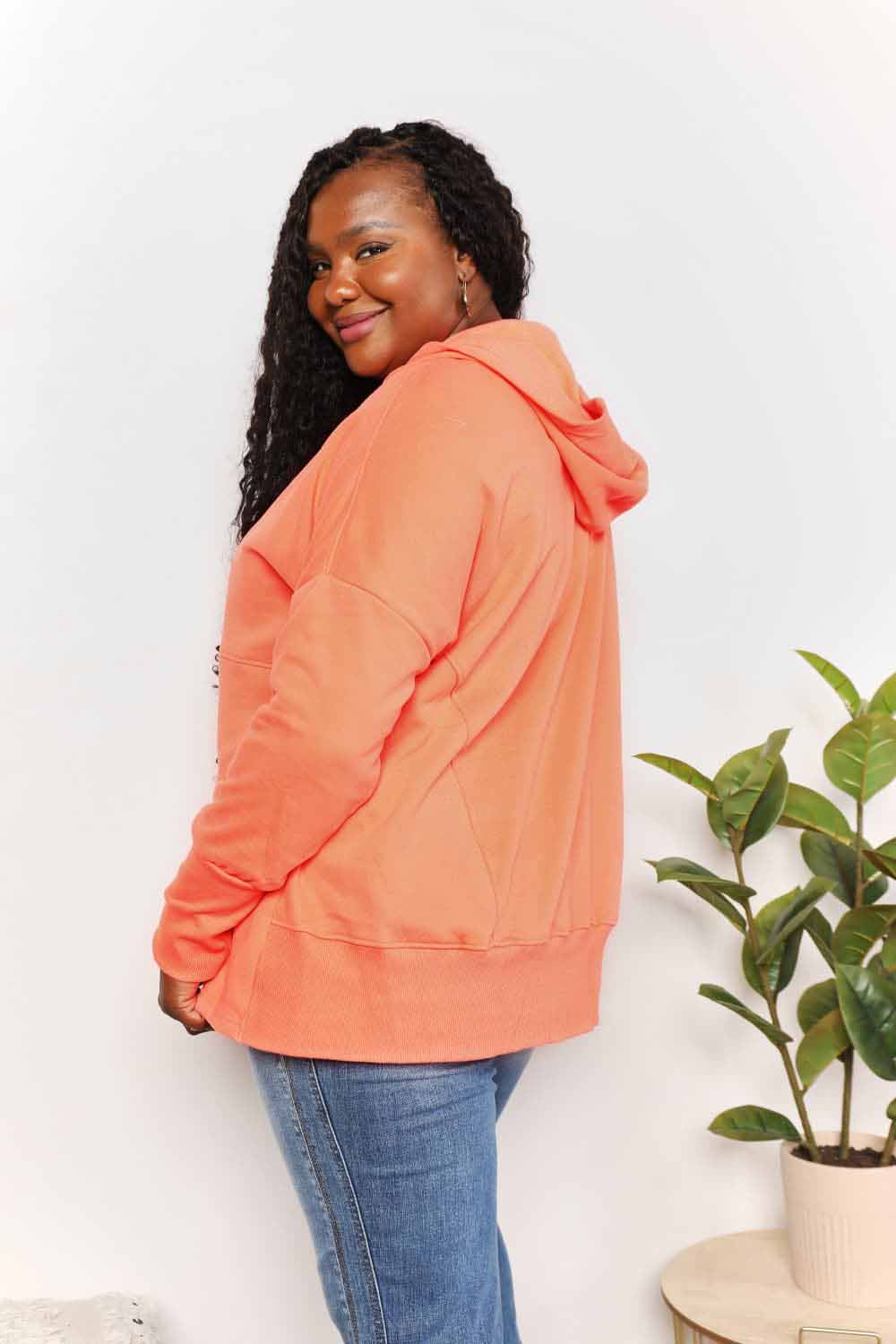 Double Take Quarter - Snap Dropped Shoulder Hoodie - PBNJ FASHIONS