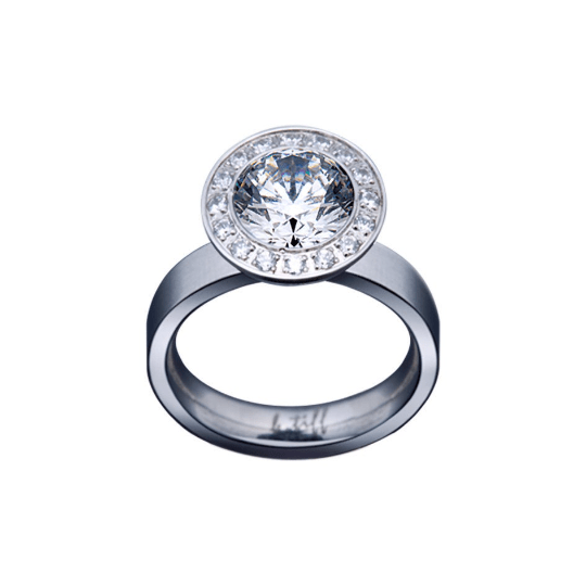 B.Tiff Aŭreolo 2 ct Round Halo Engagement Ring & Eternity Band Set - PBNJ FASHIONS