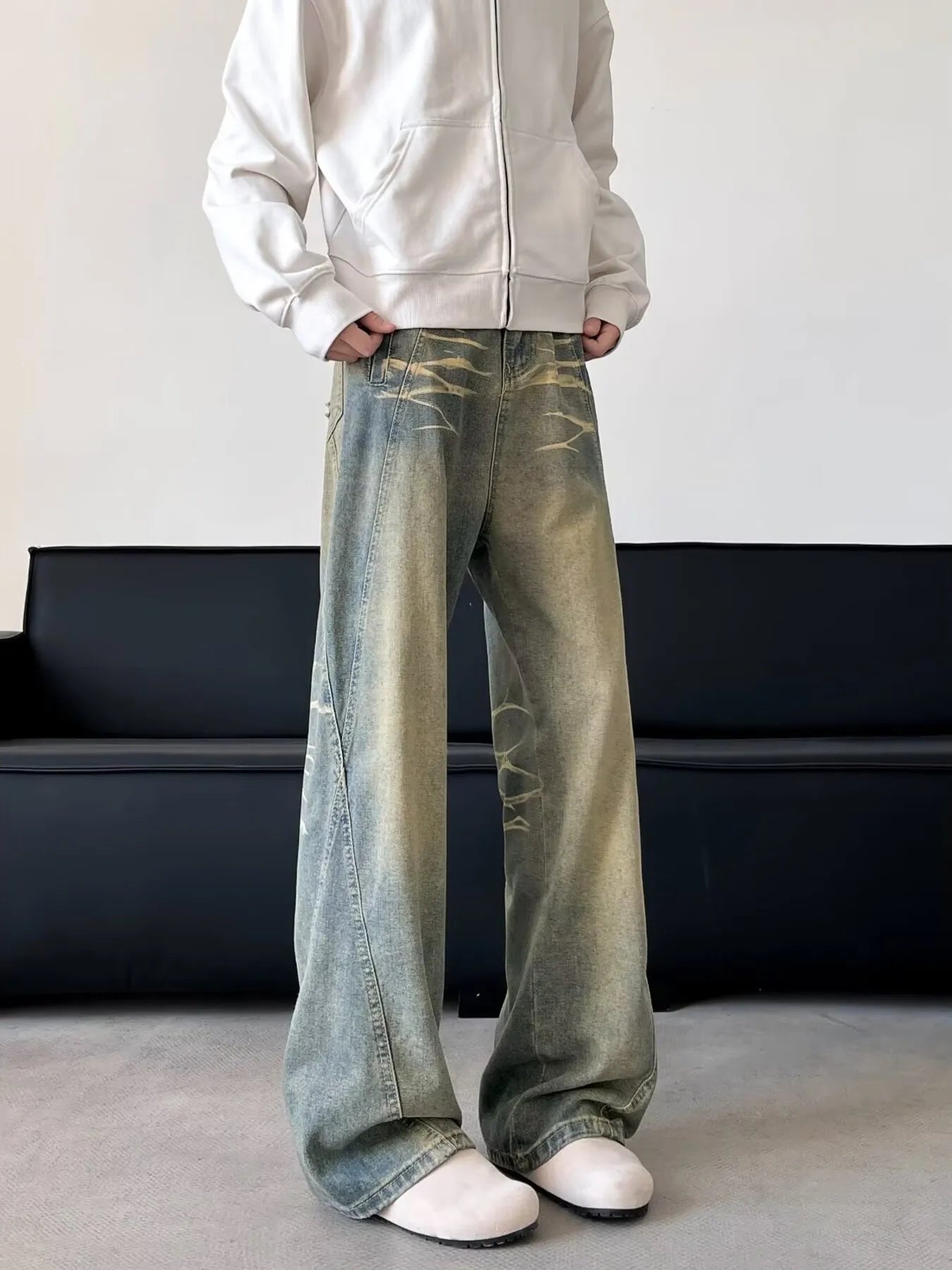 Men's Full Size Vintage Wash Wide Leg Jeans Plus Size - PBNJ FASHIONS