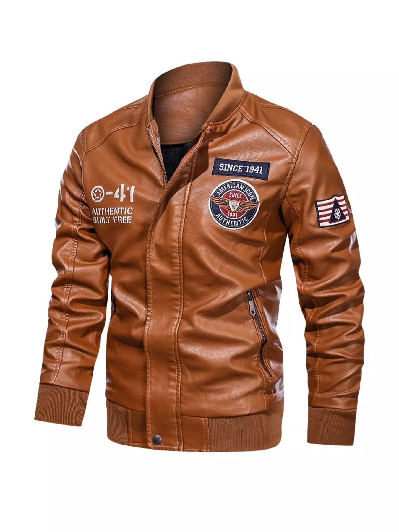 Men's Plus Size Zip Up Leather Jacket - PBNJ FASHIONS