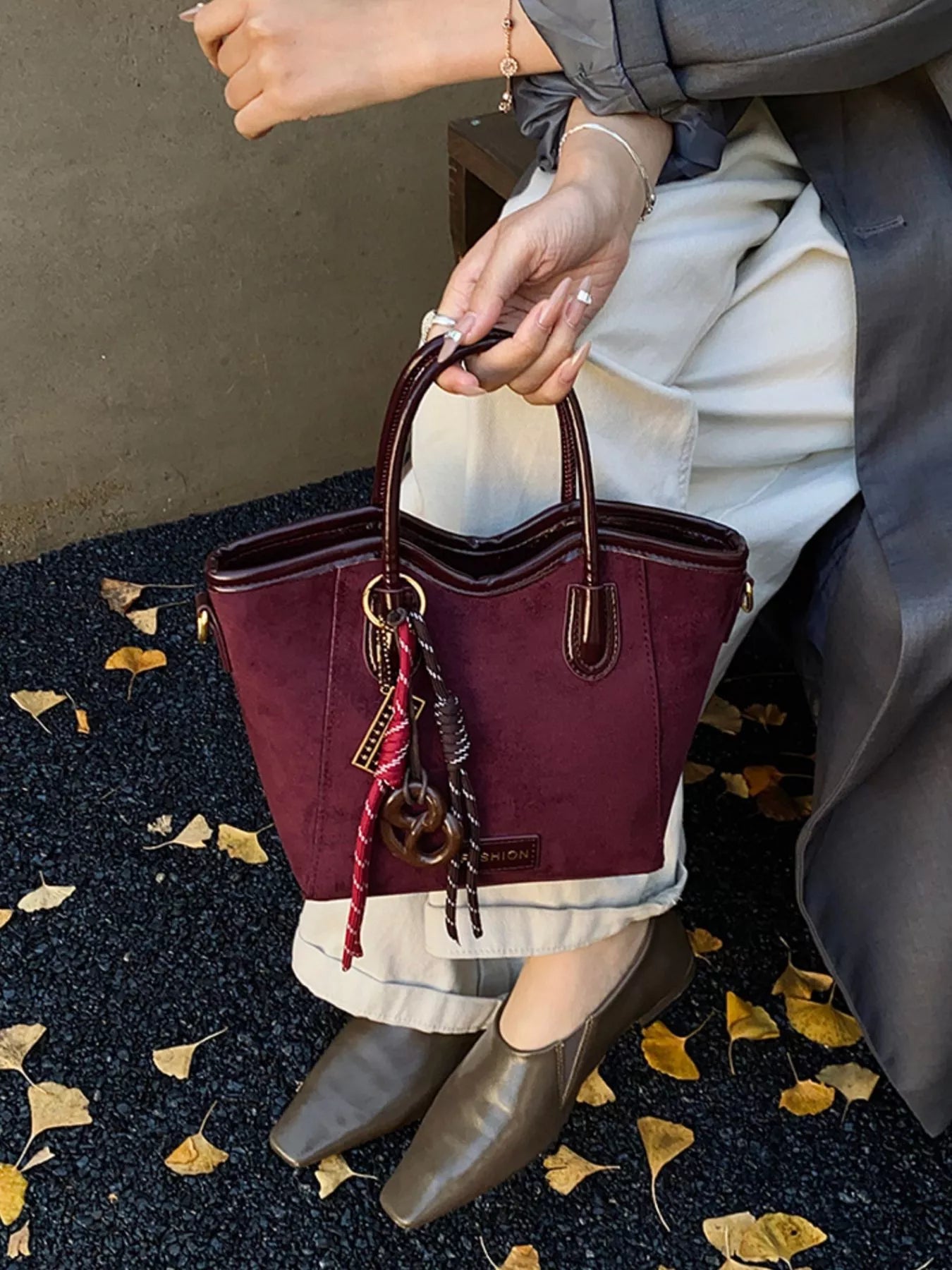 Suede Leather Strap Tote Bag - PBNJ FASHIONS