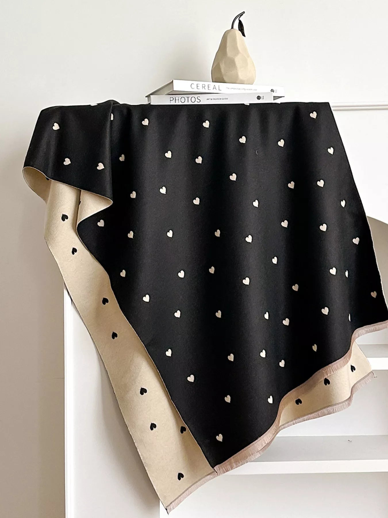 Heart Raw Hem Scarf - PBNJ FASHIONS