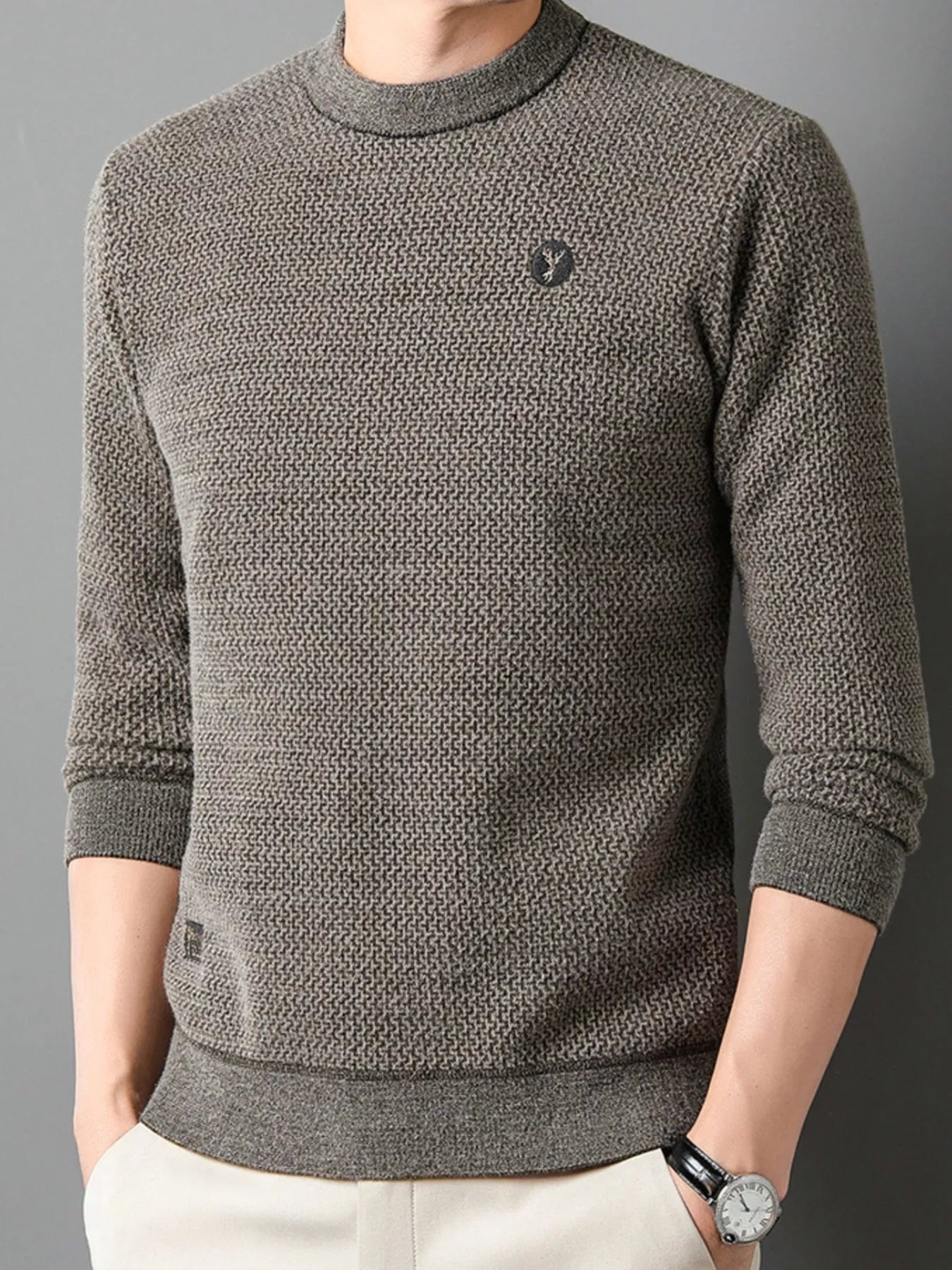 Men's Plus Size Textured Knit Mock Neck Sweater - PBNJ FASHIONS