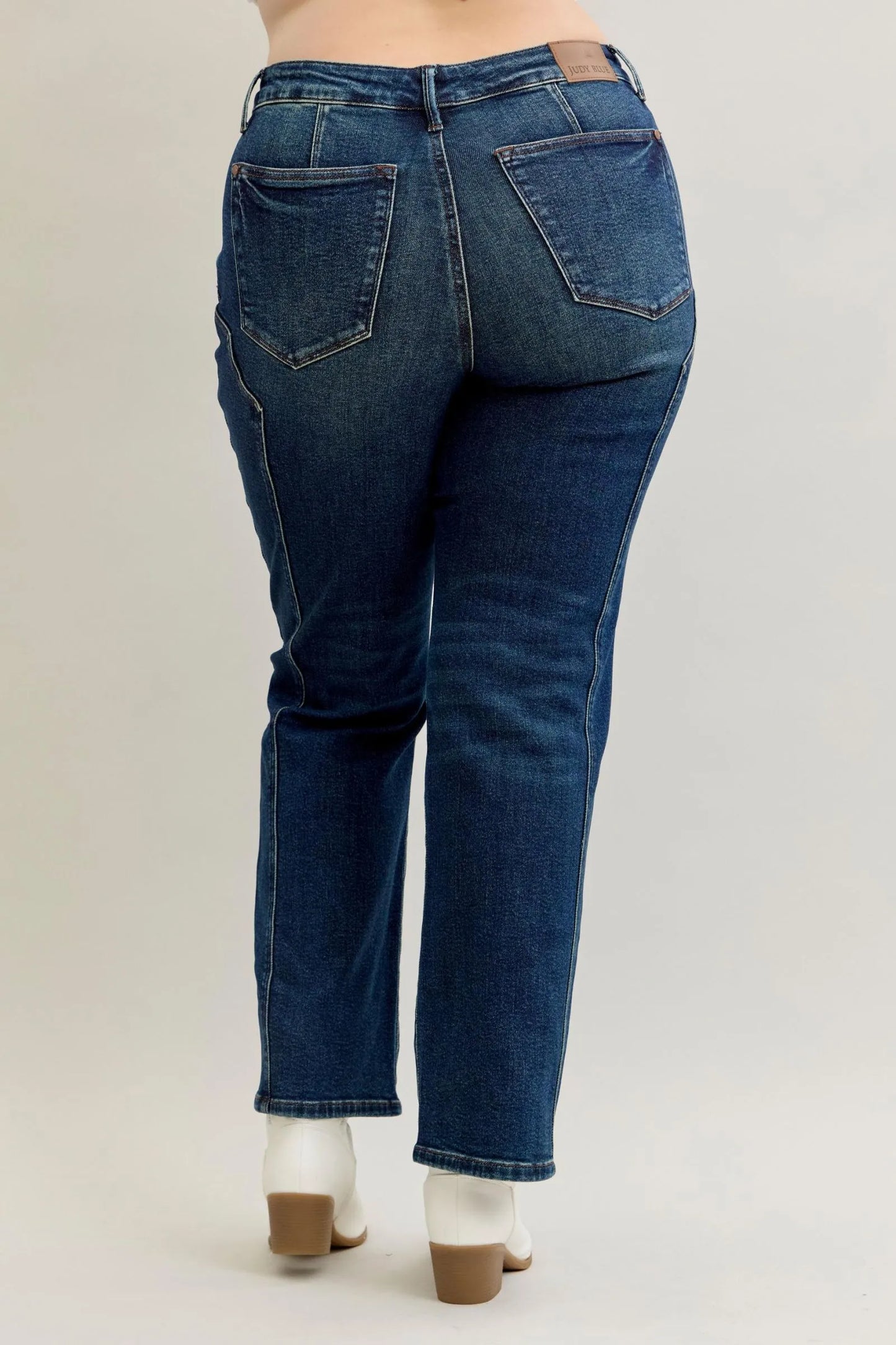 Judy Blue Full Size Seam Detail Straight Leg Jeans Plus Size - PBNJ FASHIONS