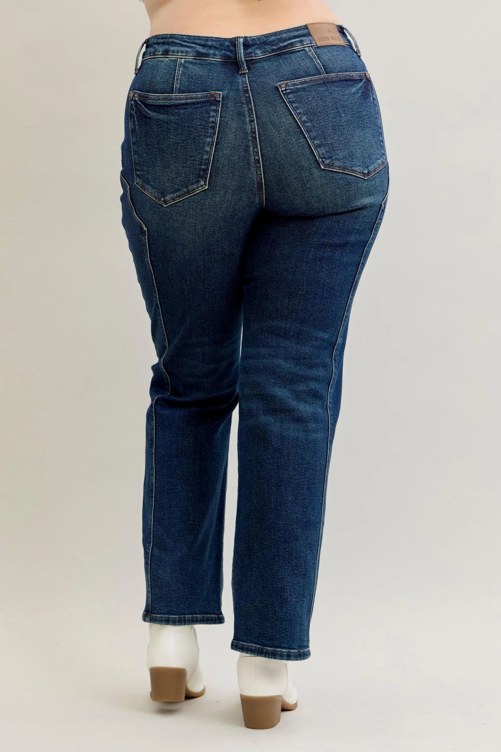 Judy Blue Full Size Seam Detail Straight Leg Jeans Plus Size - PBNJ FASHIONS