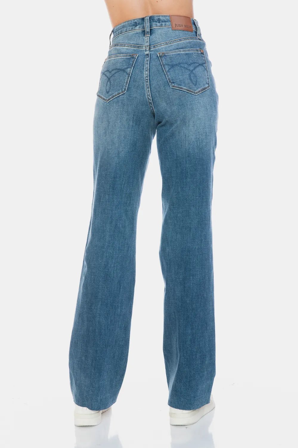 Judy Blue Full Size Tummy Control Cut Raw Hem Straight Jeans - PBNJ FASHIONS