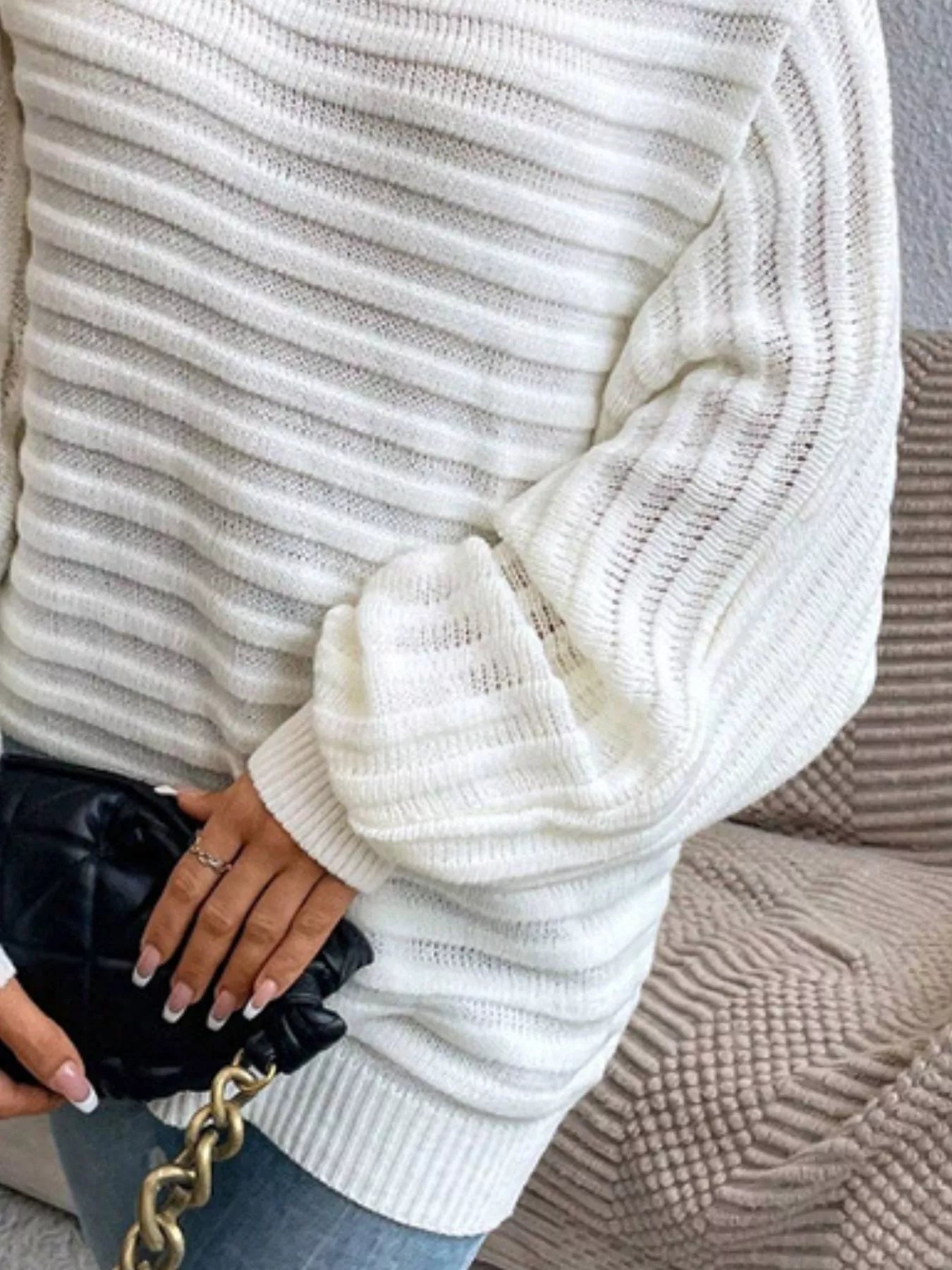 One Shoulder Ribbed Knit Sweater - PBNJ FASHIONS