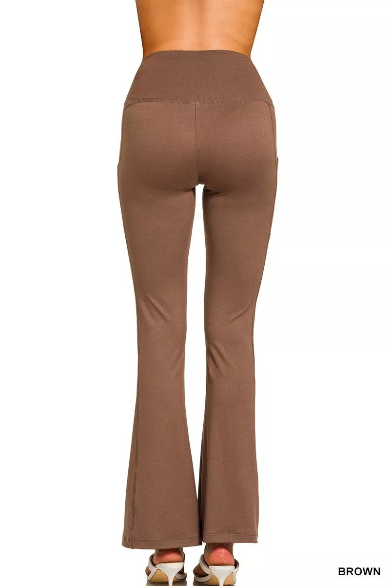Zenana Brushed Dty Microfiber Flare Pants - PBNJ FASHIONS