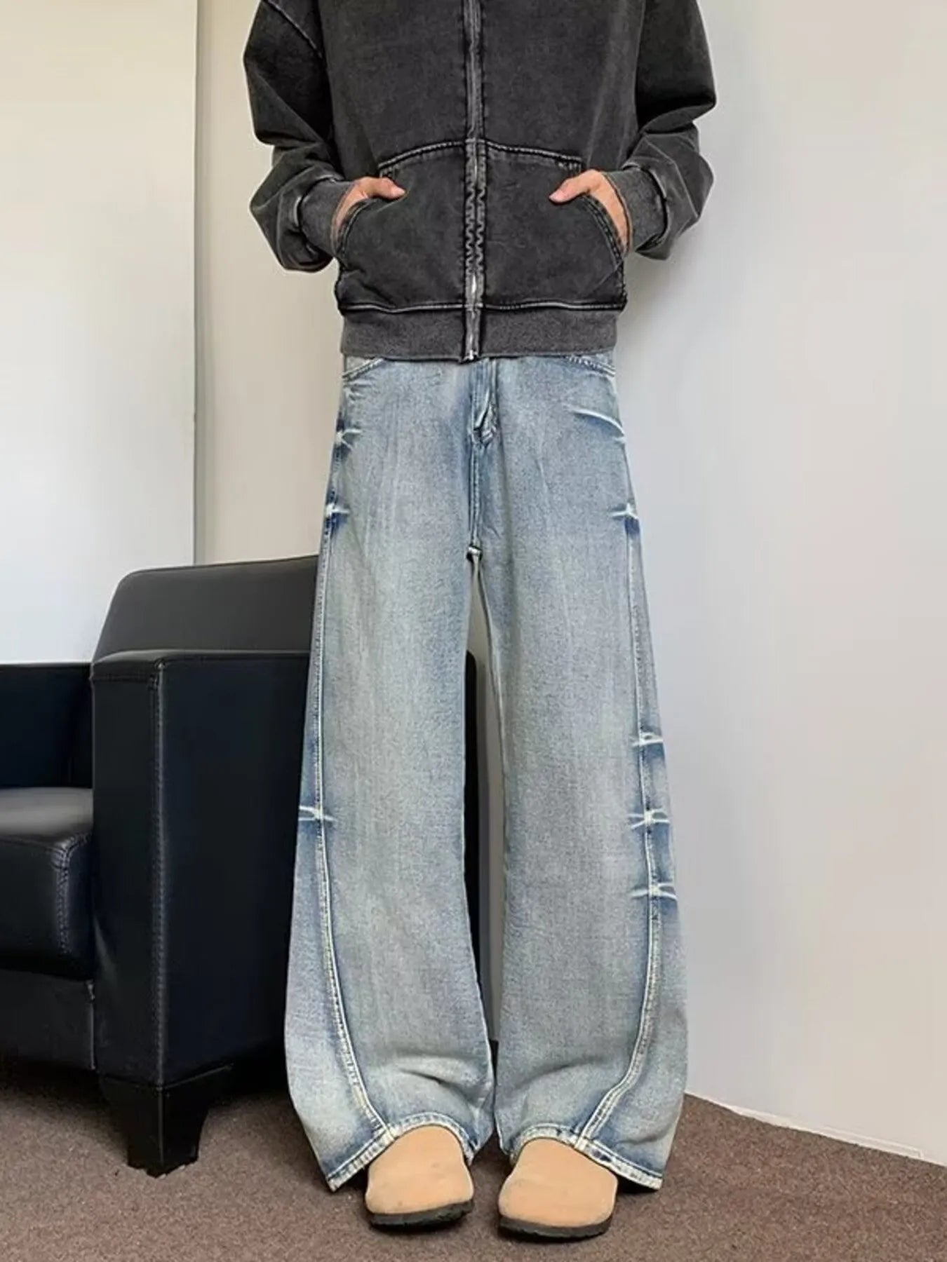 Men's Full Size Wash Wide Leg Jeans Plus Size - PBNJ FASHIONS