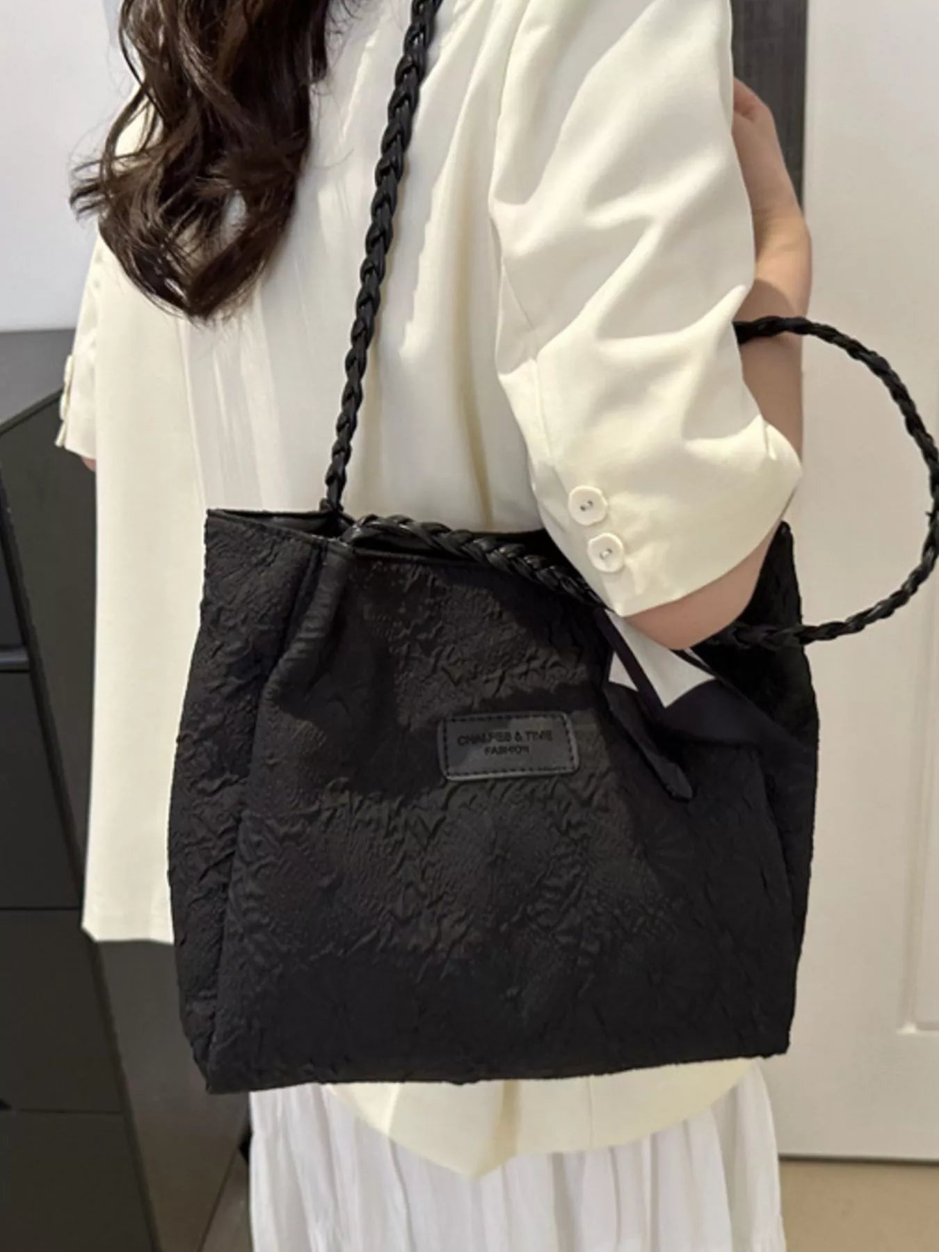 Braided Handle Tote Bag - PBNJ FASHIONS