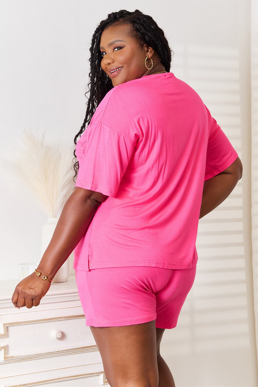 Basic Bae Full Size Soft Rayon Half Sleeve Top and Shorts Set - PBNJ FASHIONS