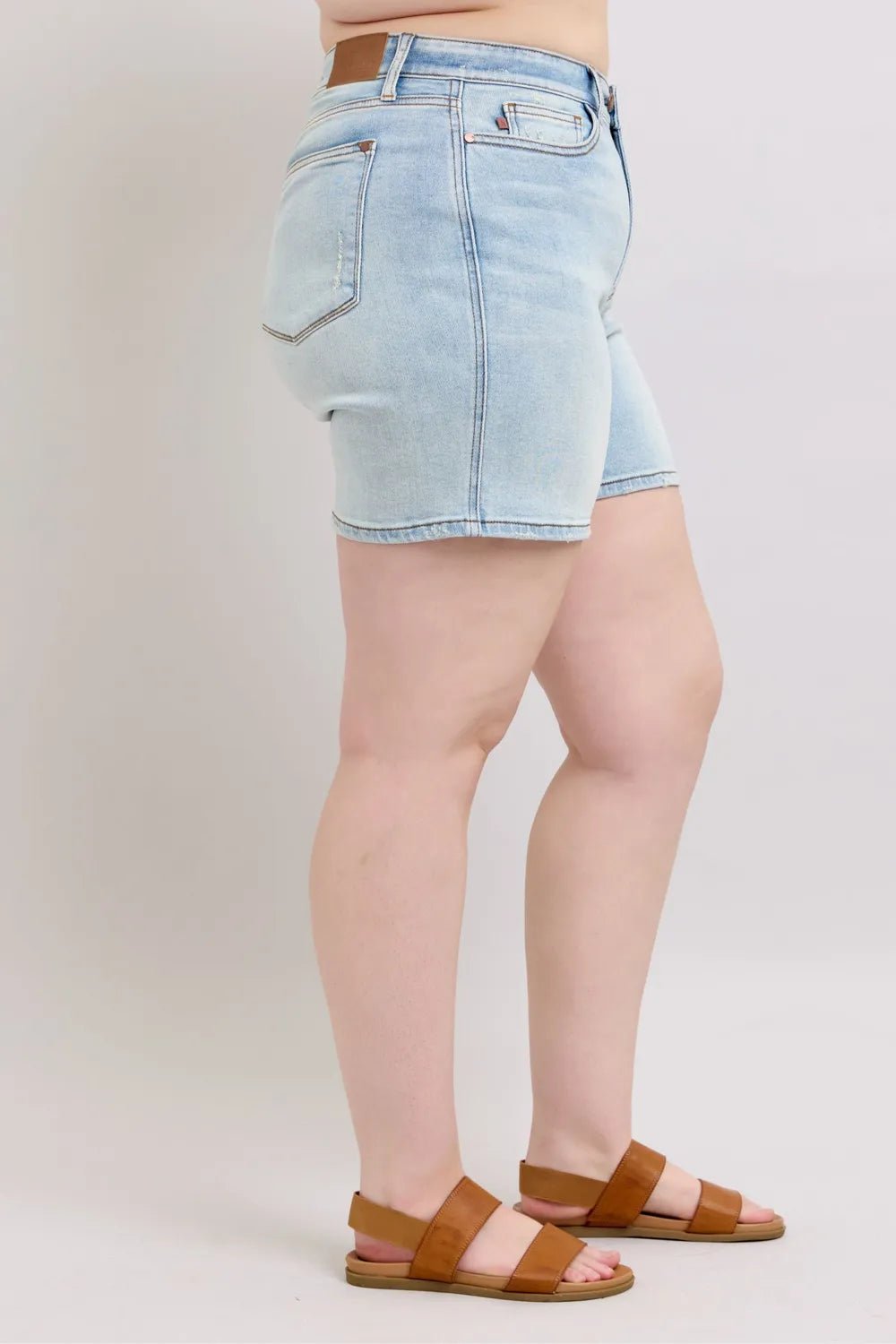 Judy Blue Full Size 2 Button Denim Shorts with Pockets Plus Size - PBNJ FASHIONS