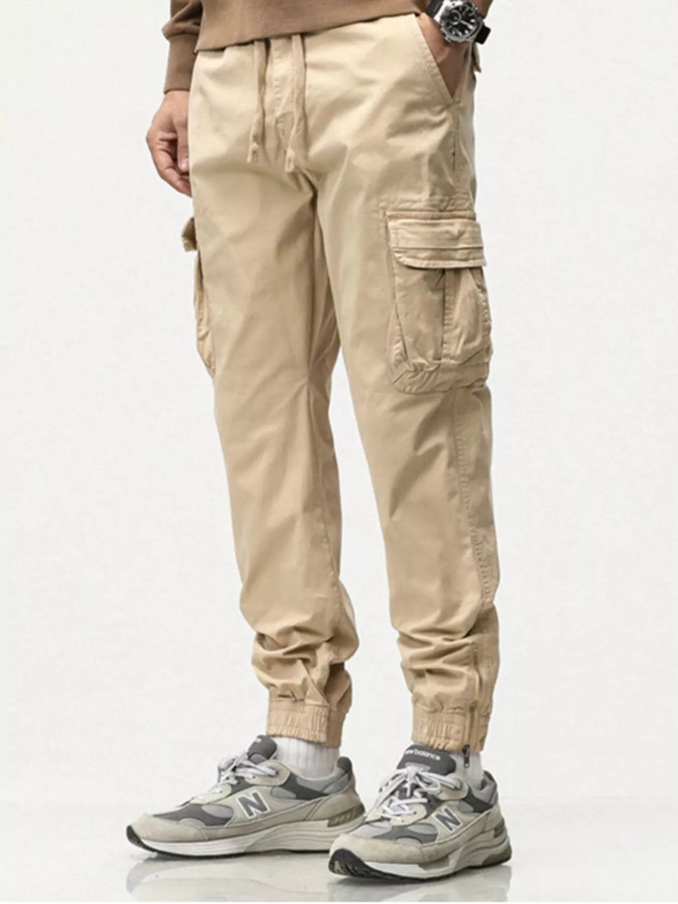 Men's Full Size Casual Cargo Pants with Drawstring Waist Plus Size - PBNJ FASHIONS