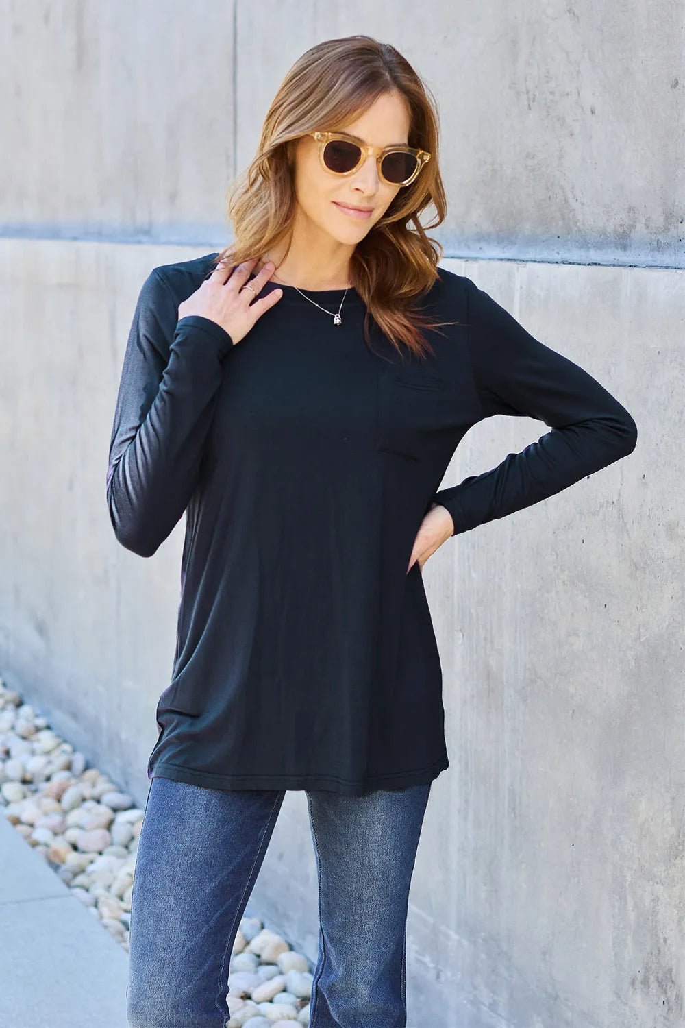 Basic Bae Full Size Round Neck Long Sleeve Top - PBNJ FASHIONS