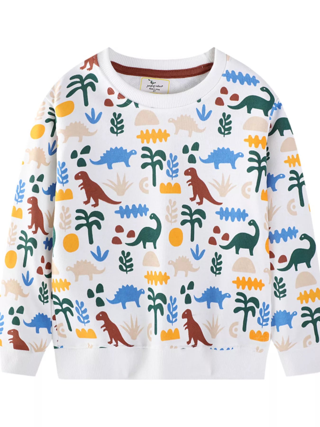 Children's Dinosaur Print Crew Neck Sweatshirt - PBNJ FASHIONS