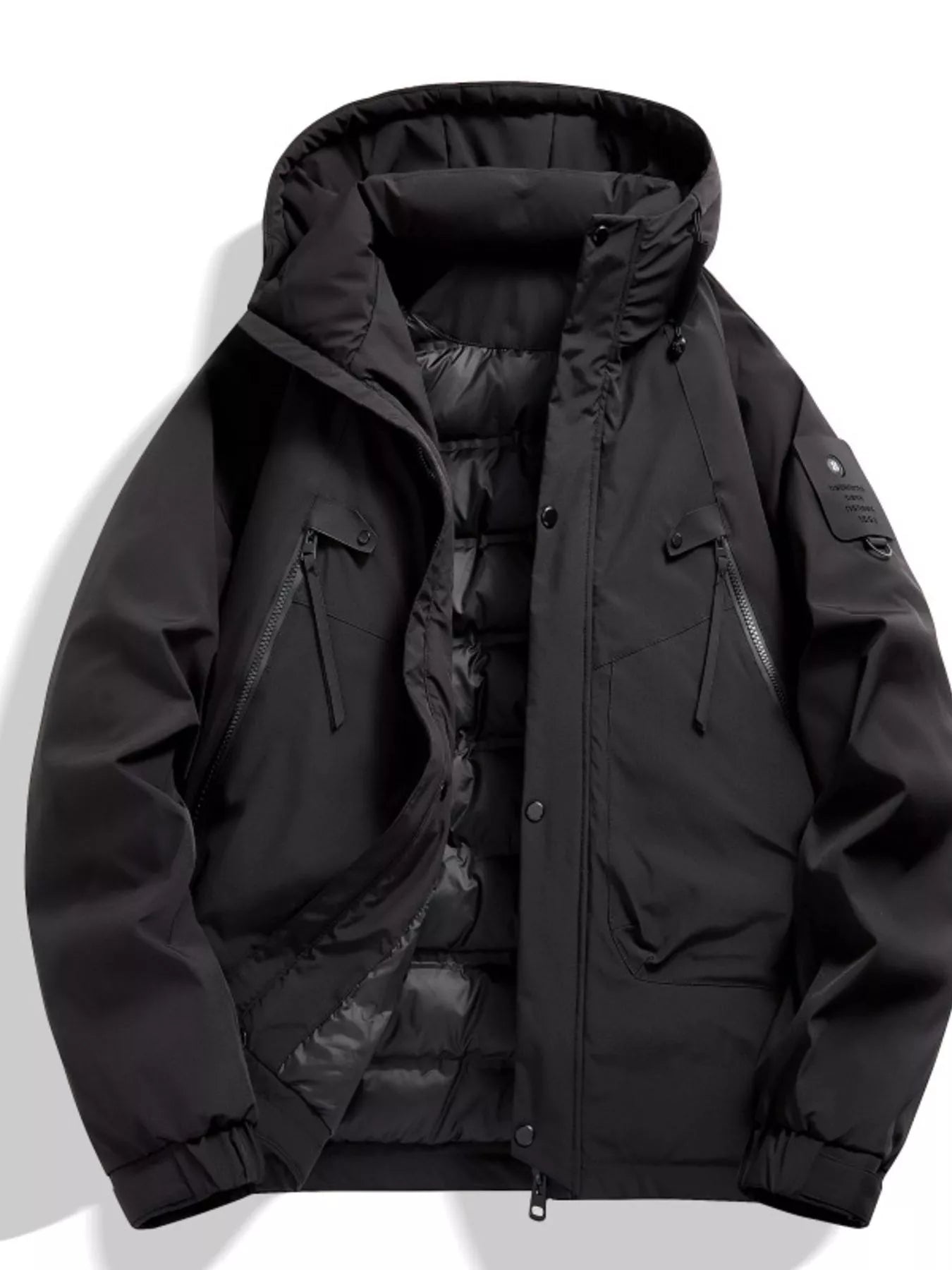 Men's Plus Size Hooded Snap Down Jacket - PBNJ FASHIONS
