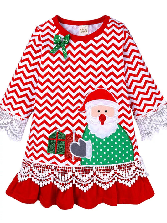 Children's Christmas Santa Long Sleeve Dress - PBNJ FASHIONS