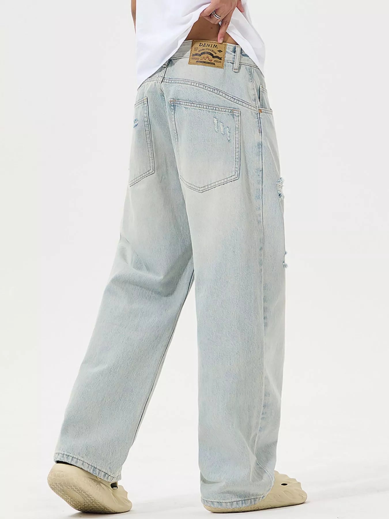 Men's Full Size Distressed Wide Leg Jeans Plus Size - PBNJ FASHIONS