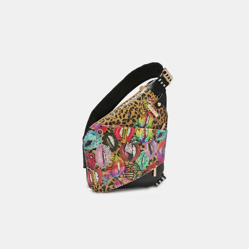 Nicole Lee USA Vegan Leather Leopard & Lip Pattern Crossbody Bag - PBNJ FASHIONS