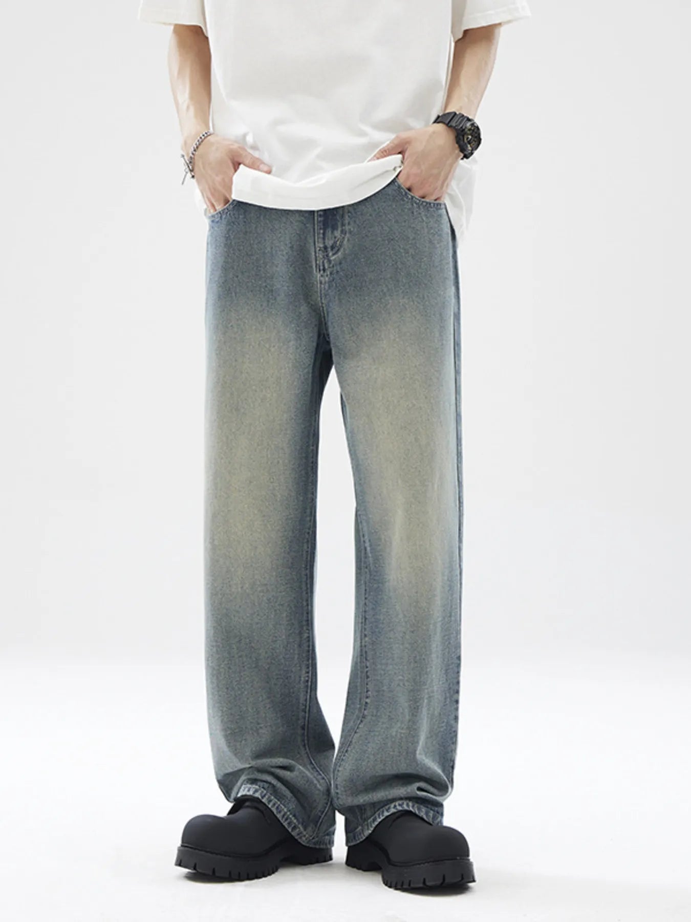 Men's Full Size Vintage Wash Wide Leg Jeans Plus Size - PBNJ FASHIONS