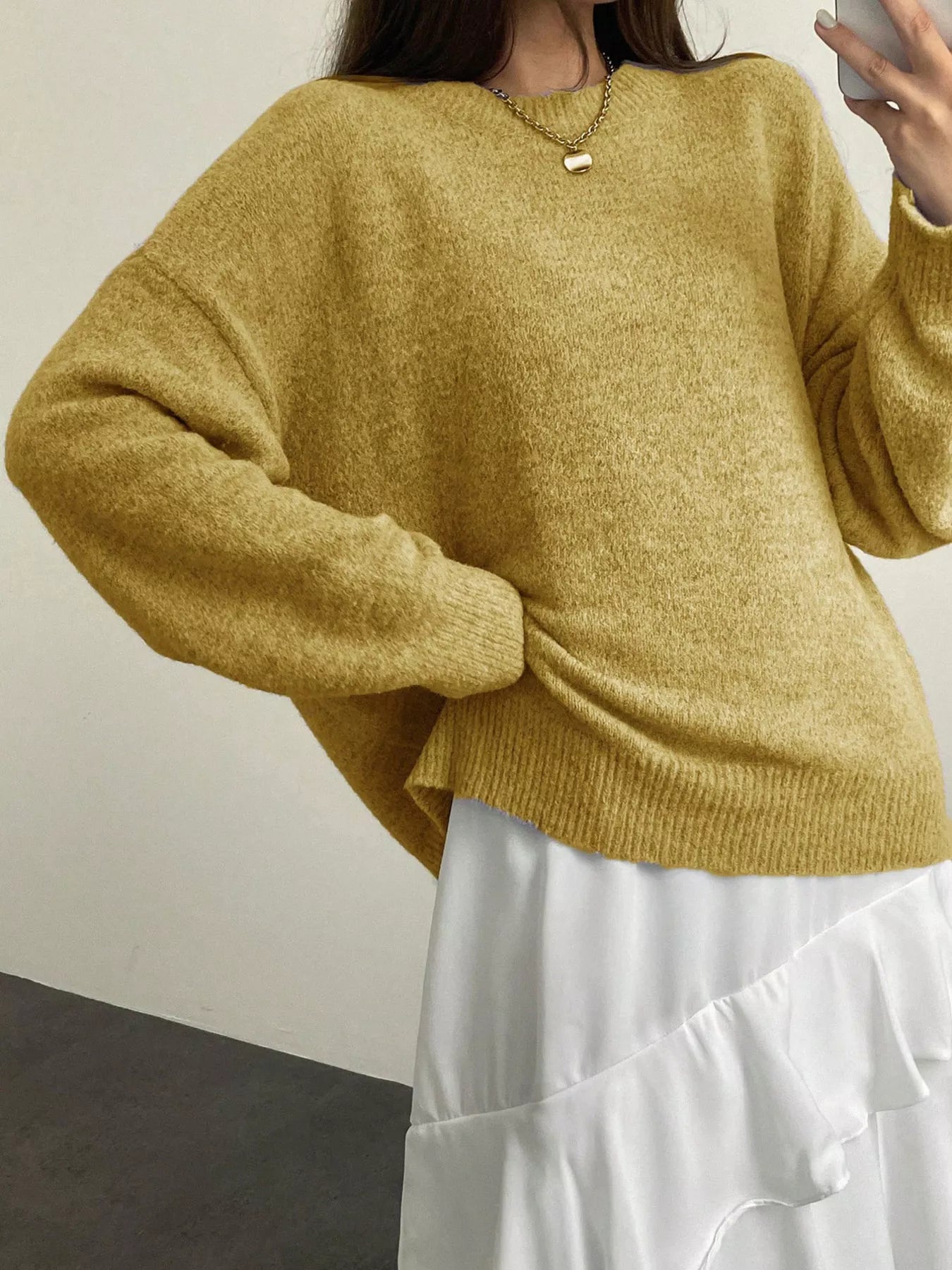 Full Size Cozy Knit Round Neck Oversized Sweater Plus Size - PBNJ FASHIONS