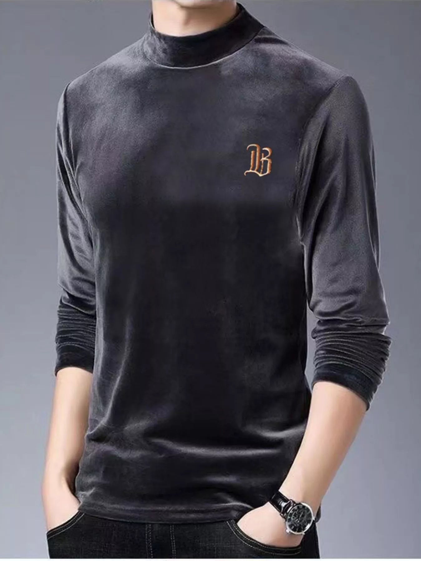Men's Plus Size Mock Neck Long Sleeve Top - PBNJ FASHIONS