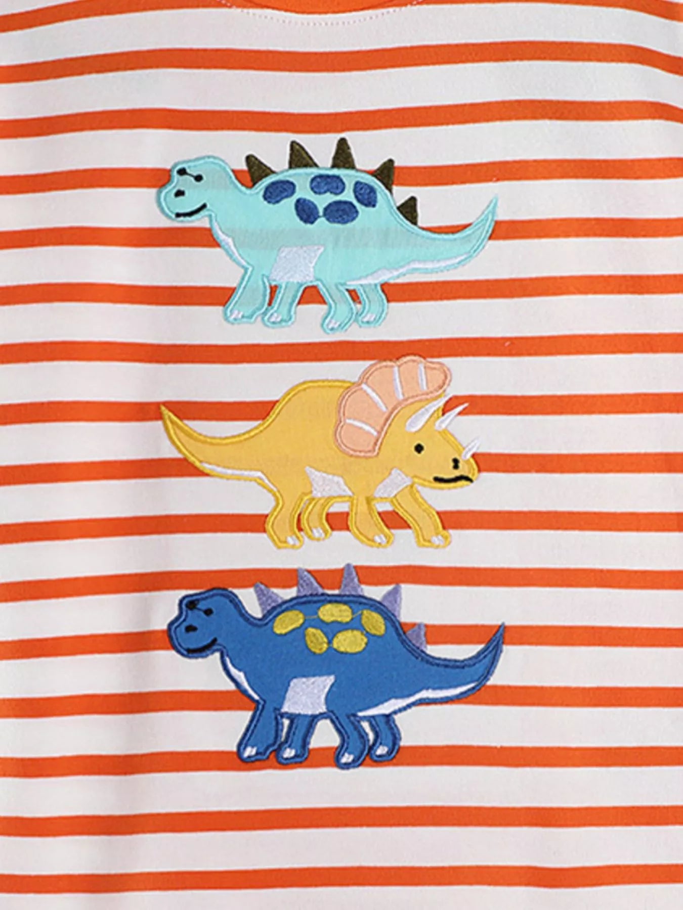 Children's Dinosaur Applique Striped Long Sleeve T-Shirt - PBNJ FASHIONS