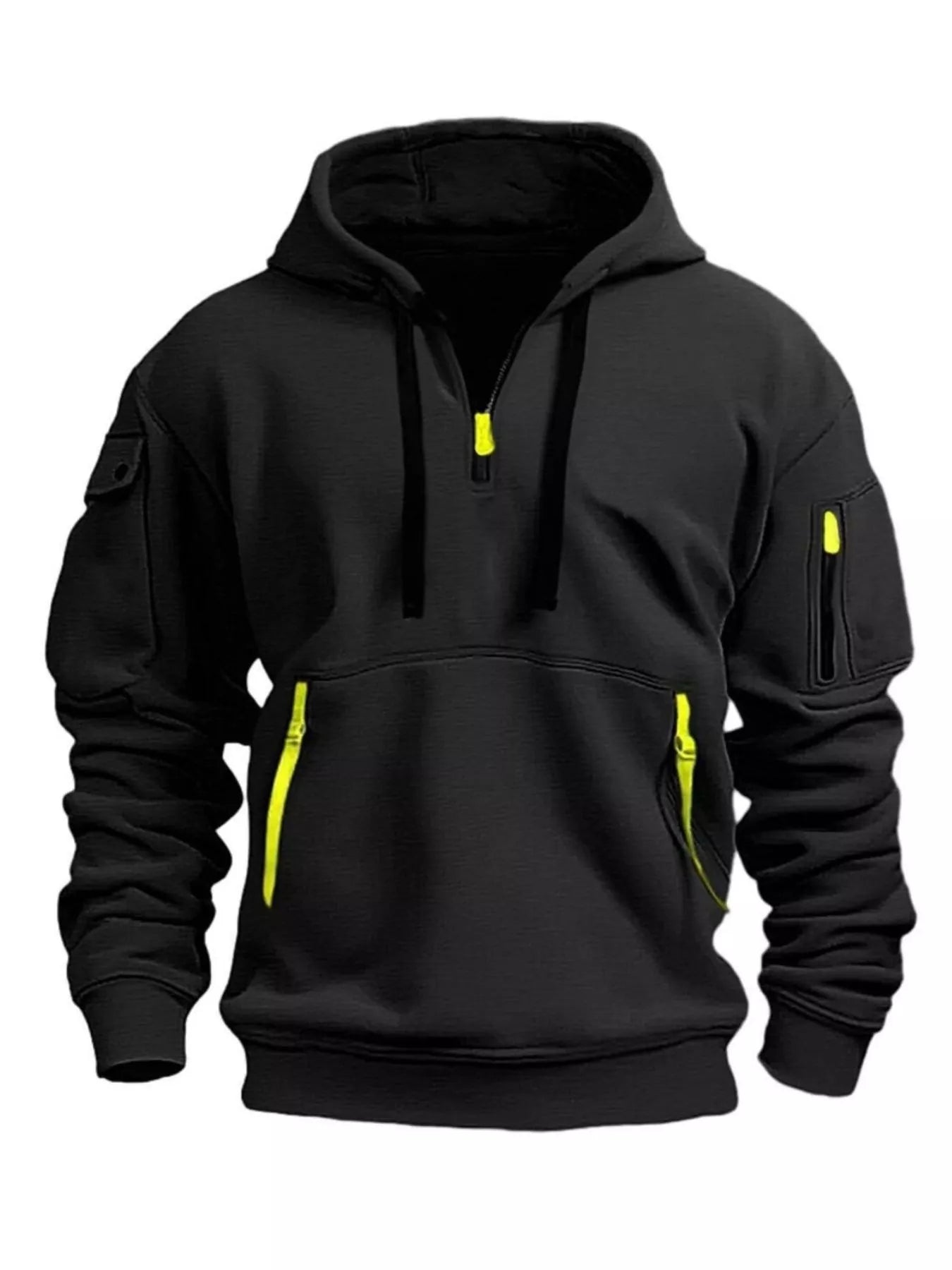 Men's Full Size Drawstring Half - Zip Pocket Hoodie Plus Size - PBNJ FASHIONS