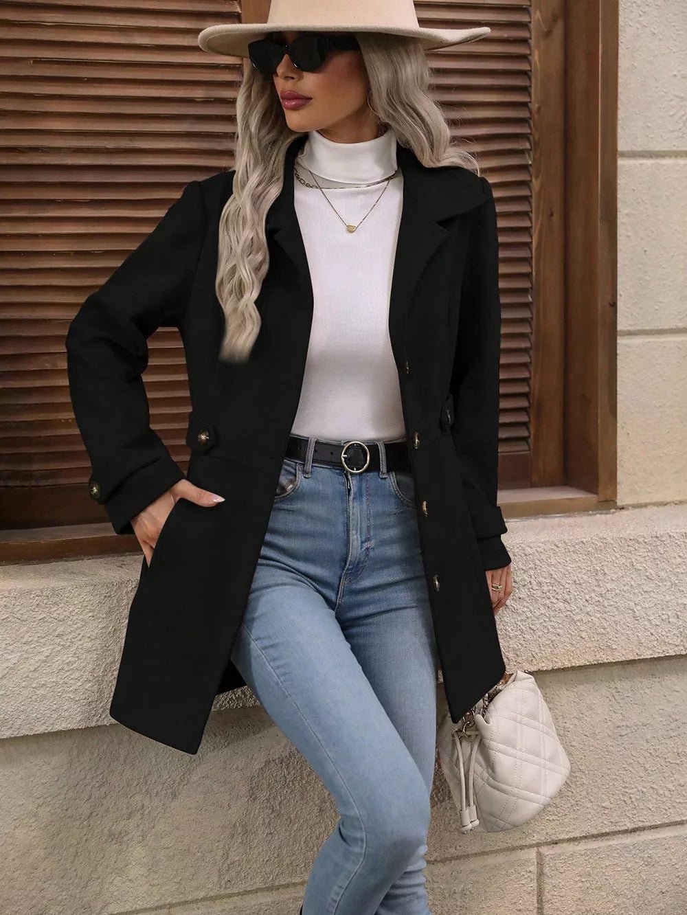 Collared Neck Button Up Coat - PBNJ FASHIONS
