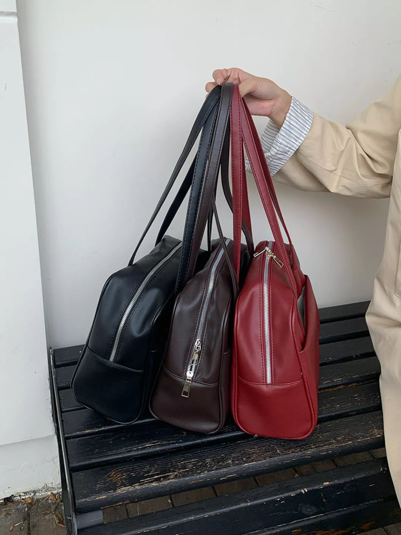 Classic Style Faux Leather Tote Bag - PBNJ FASHIONS