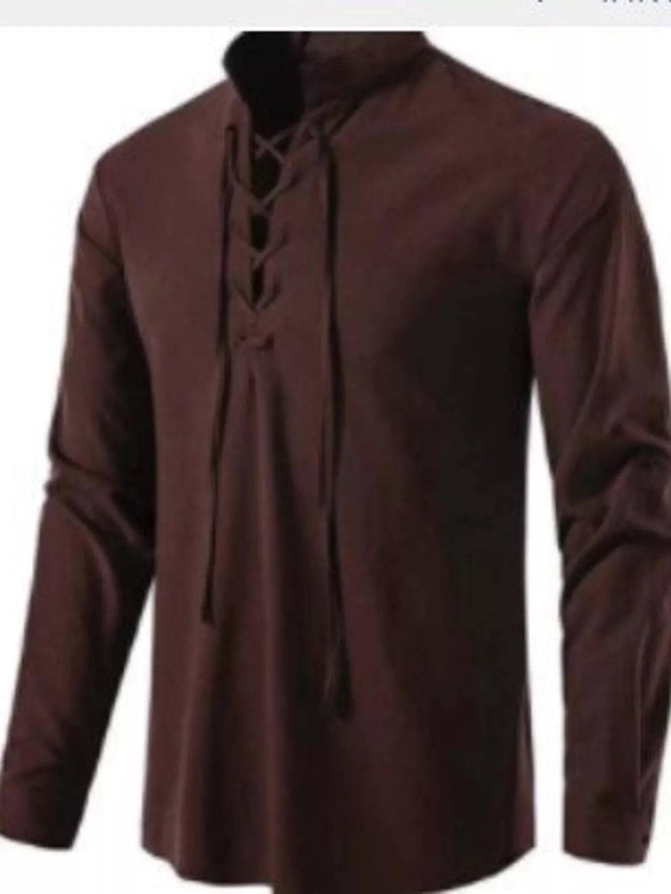 Men's Full Size Casual Lace - Up Long Sleeve Shirt Plus Size - PBNJ FASHIONS