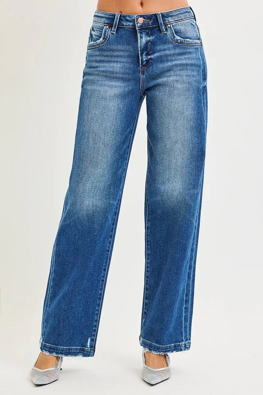 RISEN Full Size Slouchy Baggy Jeans Pocket Side Seam Detail Plus Size - PBNJ FASHIONS