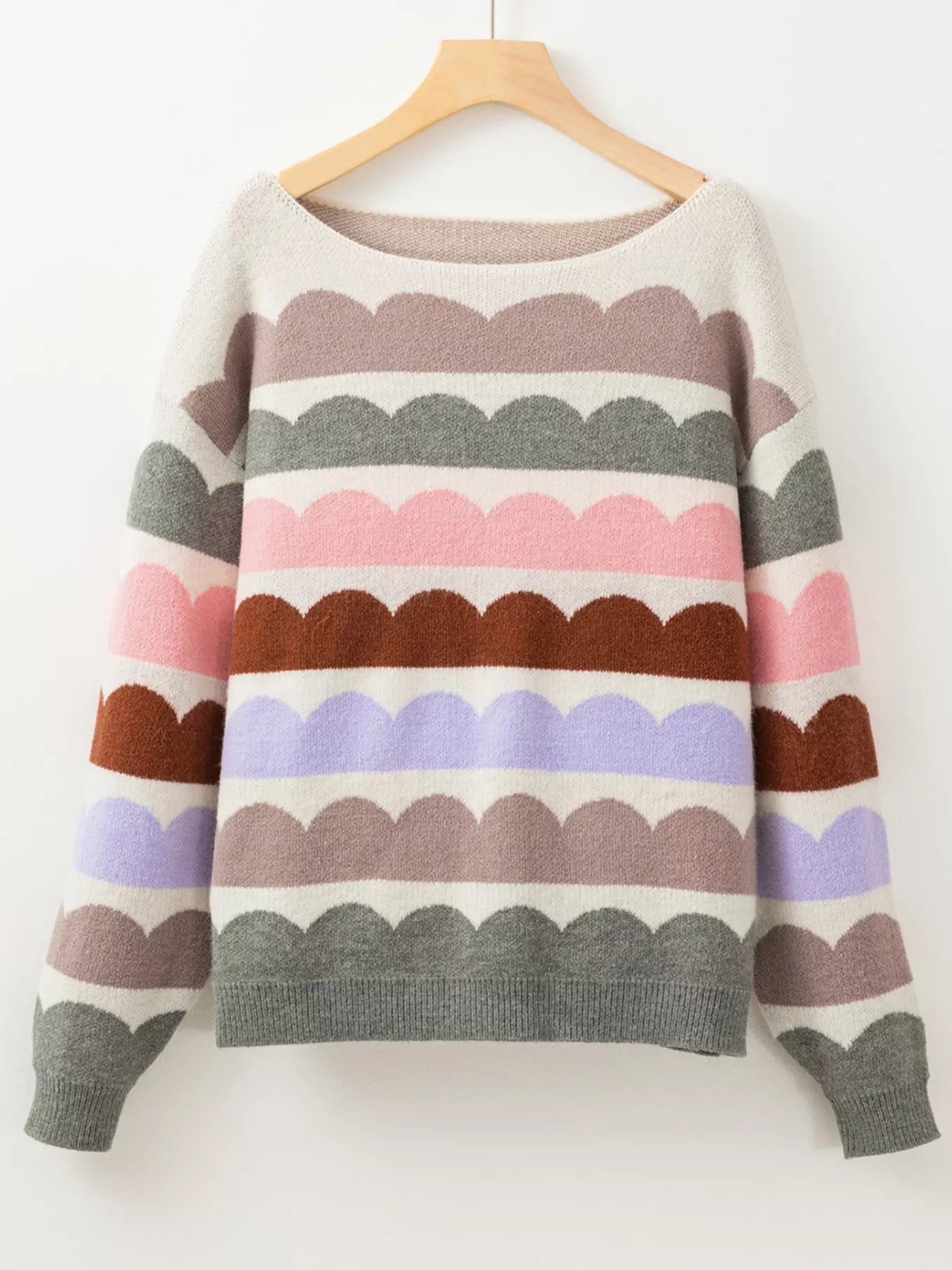 Contrast Boat Neck Sweater - PBNJ FASHIONS
