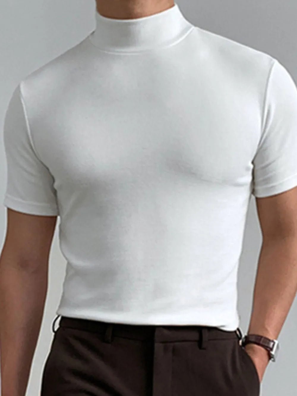 Men's Full Size Mock Neck Short Sleeve T-Shirt Plus Size - PBNJ FASHIONS