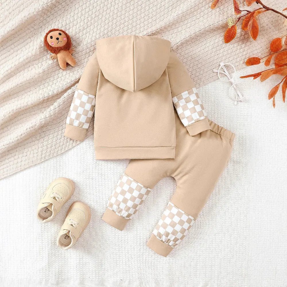 Checkered Long Sleeve Sweatshirt and Pants Set - PBNJ FASHIONS