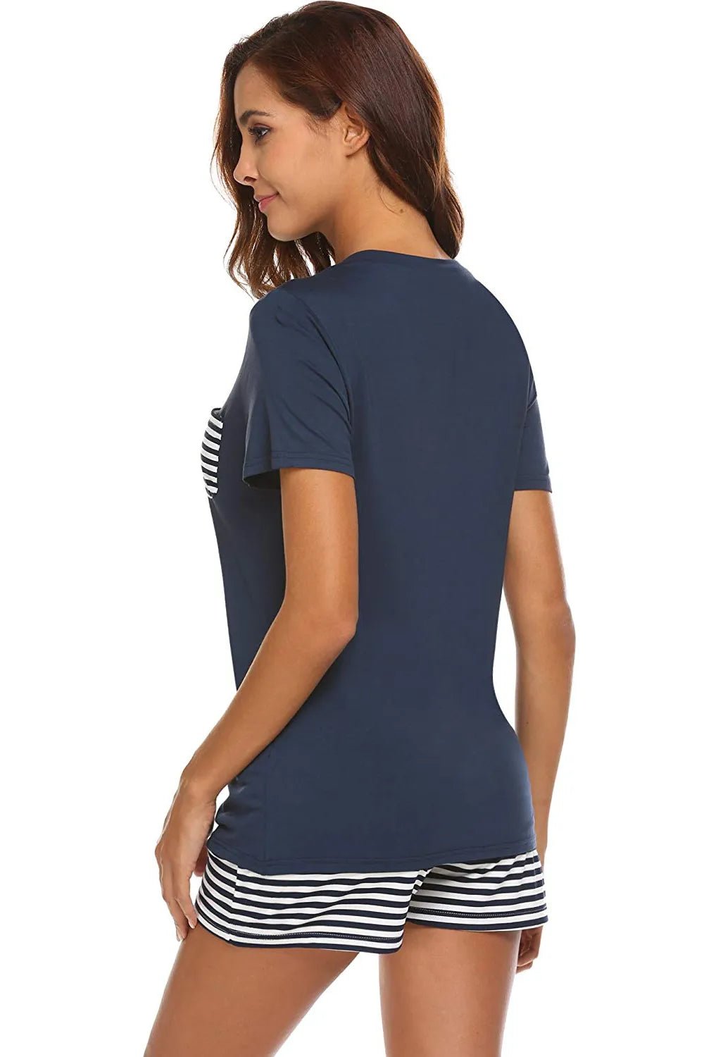 Striped Short Sleeve Top and Shorts Lounge Set - PBNJ FASHIONS