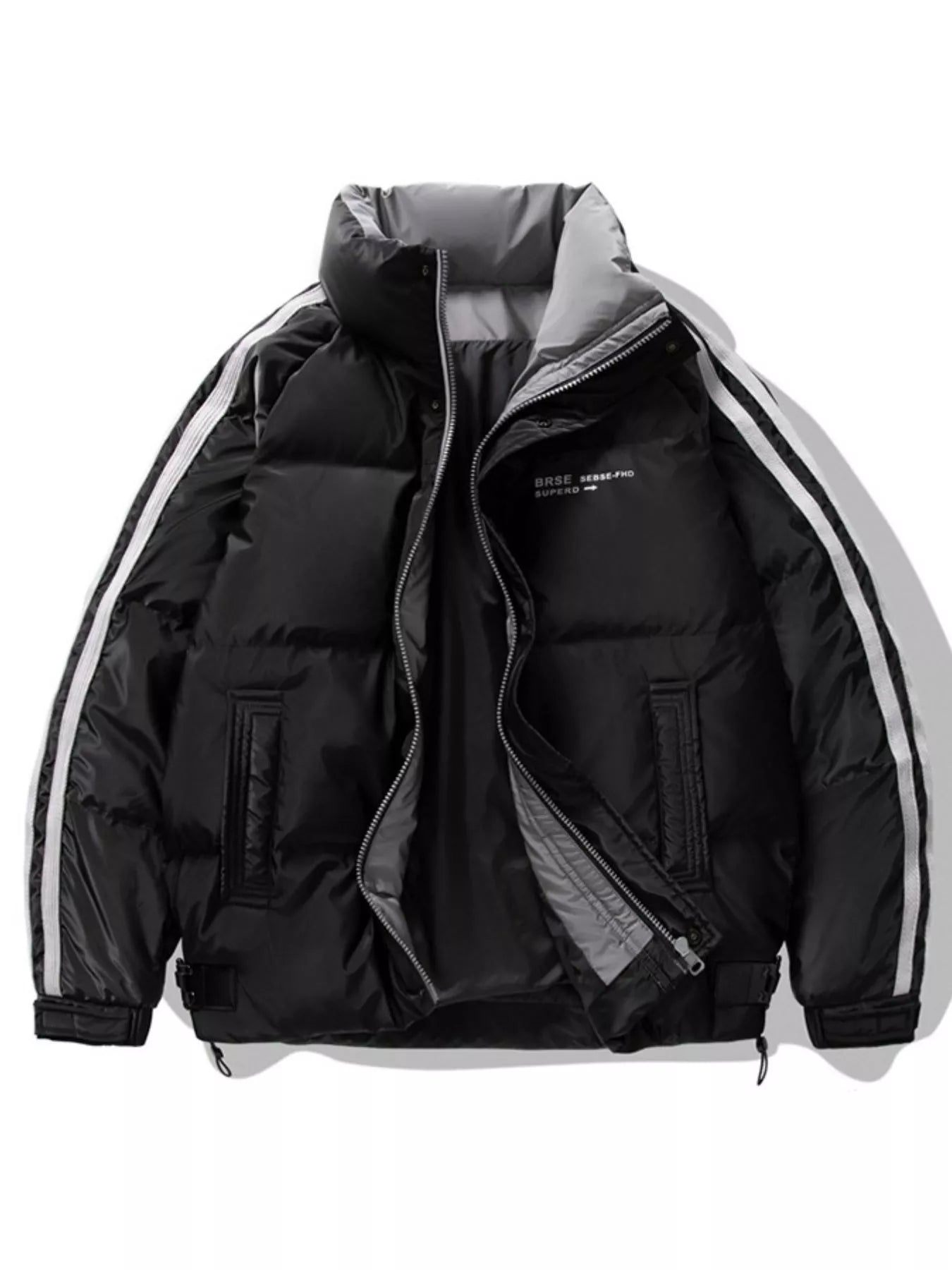 Men's Plus Size Striped Padded Puffer Jacket - PBNJ FASHIONS