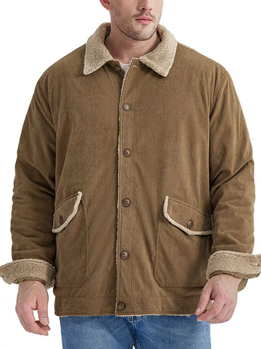 Men's Corduroy Sherpa Lined Button - Up Jacket - PBNJ FASHIONS