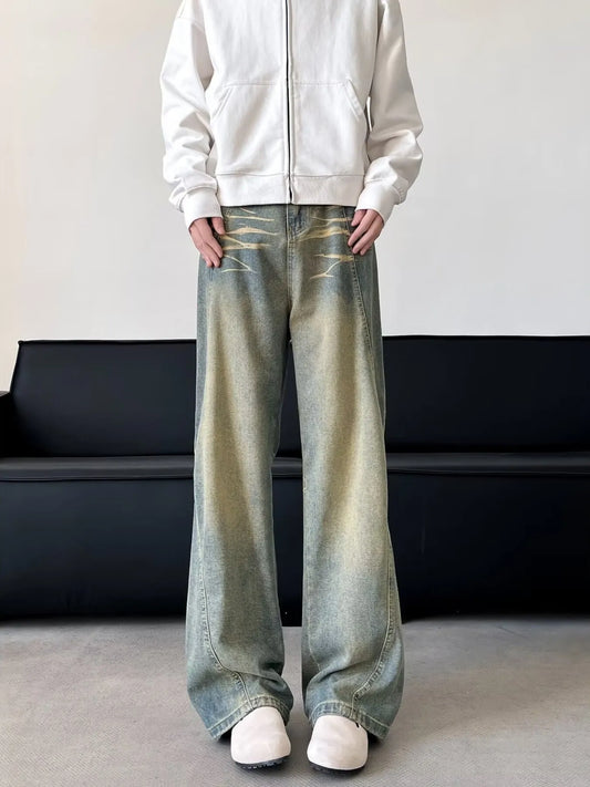 Men's Full Size Vintage Wash Wide Leg Jeans Plus Size - PBNJ FASHIONS