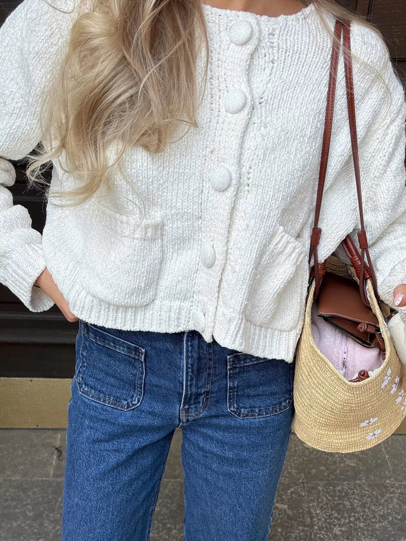 Textured Knit Button - Down Cardigan - PBNJ FASHIONS