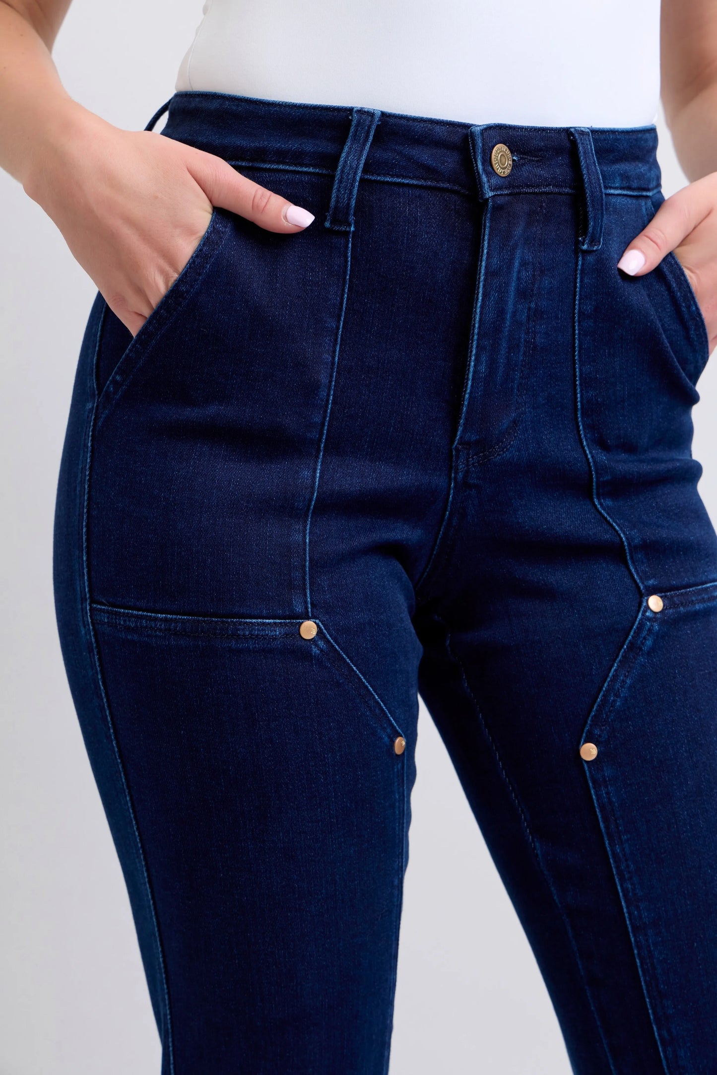 Judy Blue Full Size Hw Work Wear Knee Patch Straight Jeans Plus Size - PBNJ FASHIONS