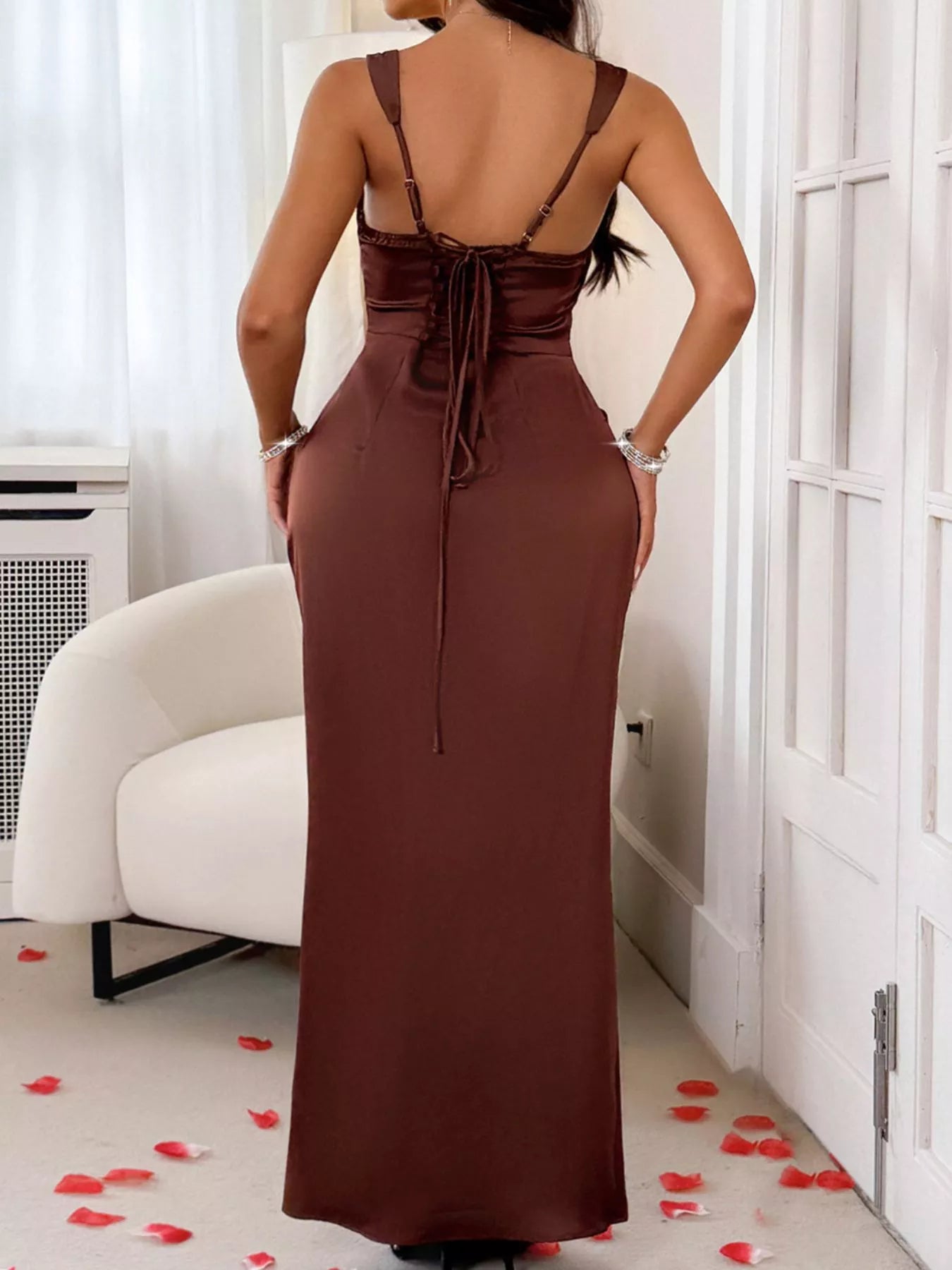 Wide Strap Satin Maxi Dress - PBNJ FASHIONS