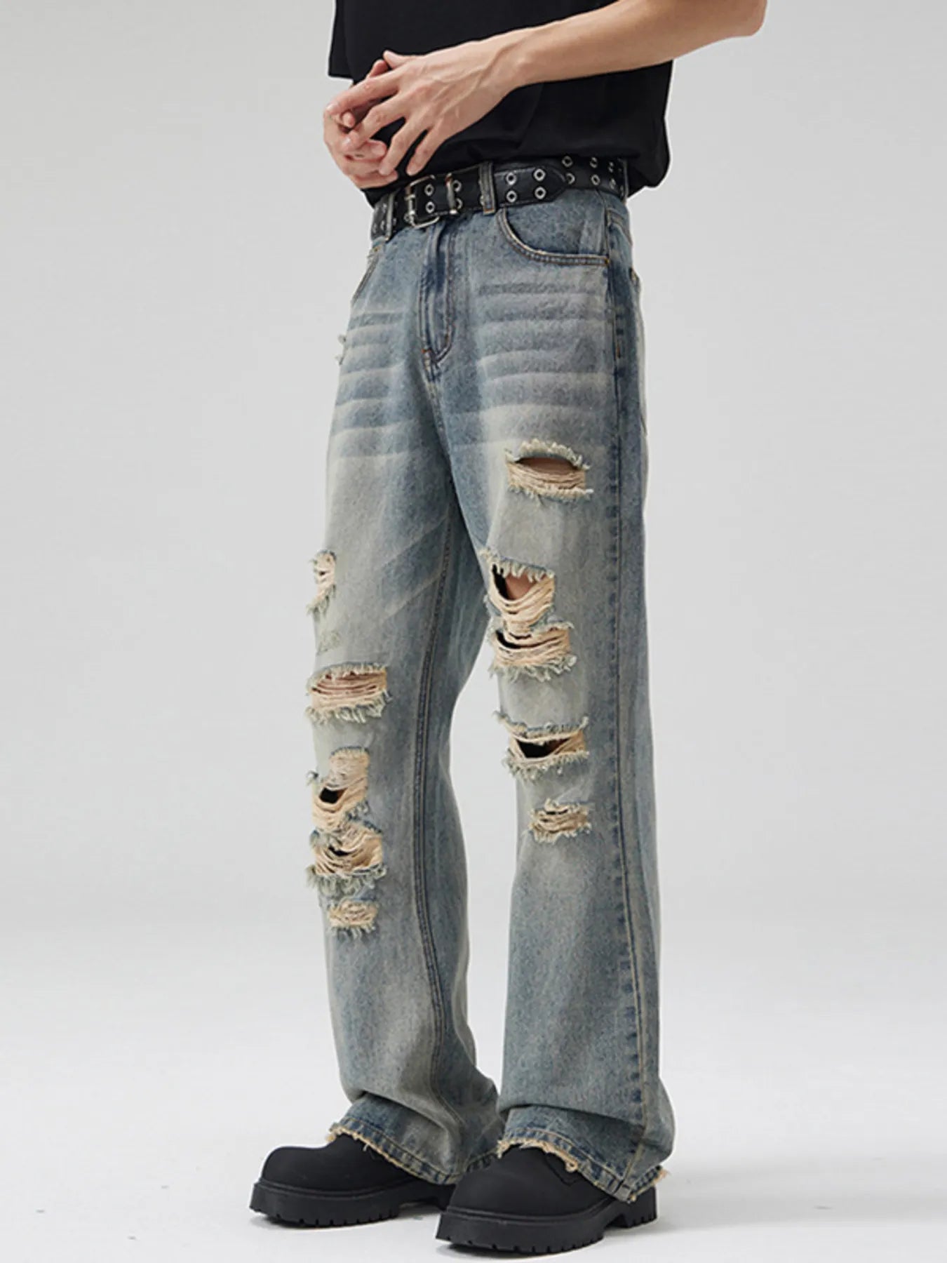 Men's Full Size Distressed Wide Leg Jeans Plus Size - PBNJ FASHIONS