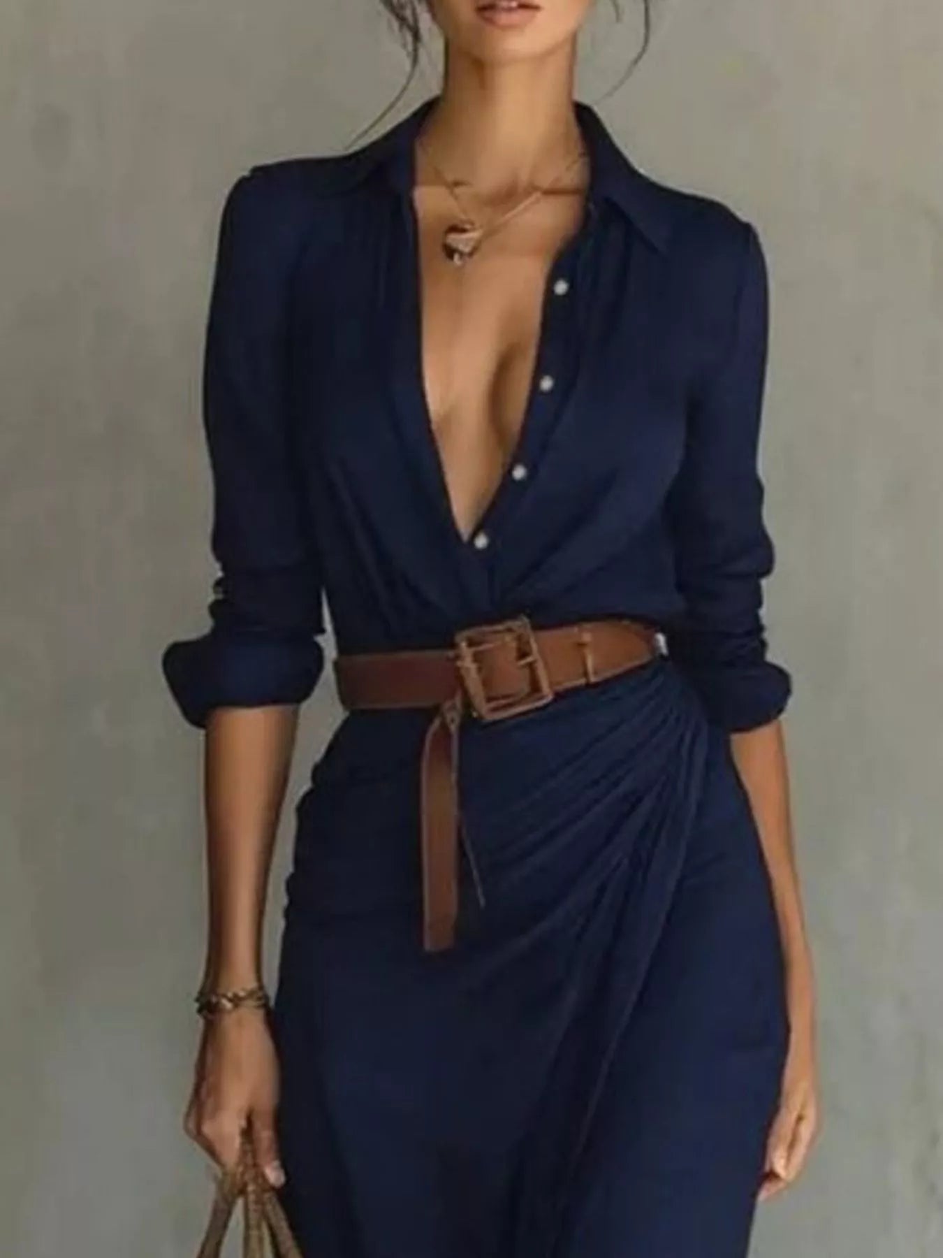 Full Size Ruched Long Sleeve Maxi Dress Plus Size - PBNJ FASHIONS